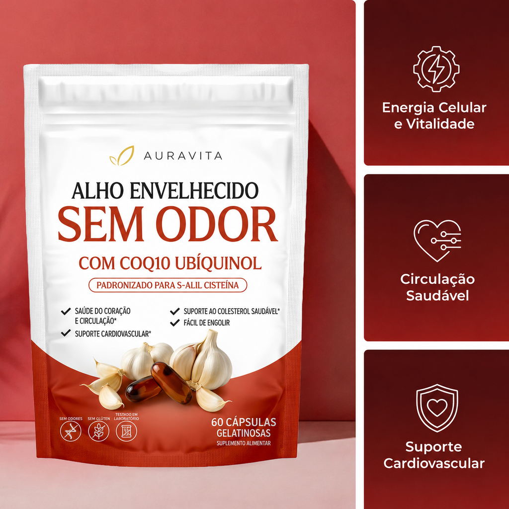 Cápsulas Gelatinosas de Alho Envelhecido Sem Odor – Auxilia na Vitalidade Cardiovascular