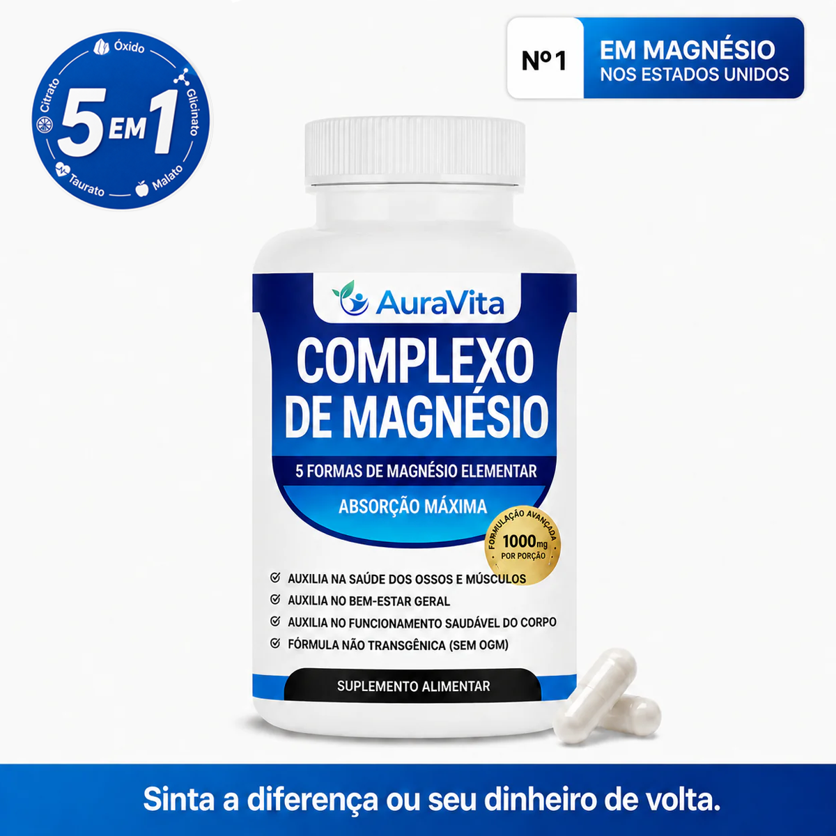 AuraVita® Complexo de Magnésio 5 em 1