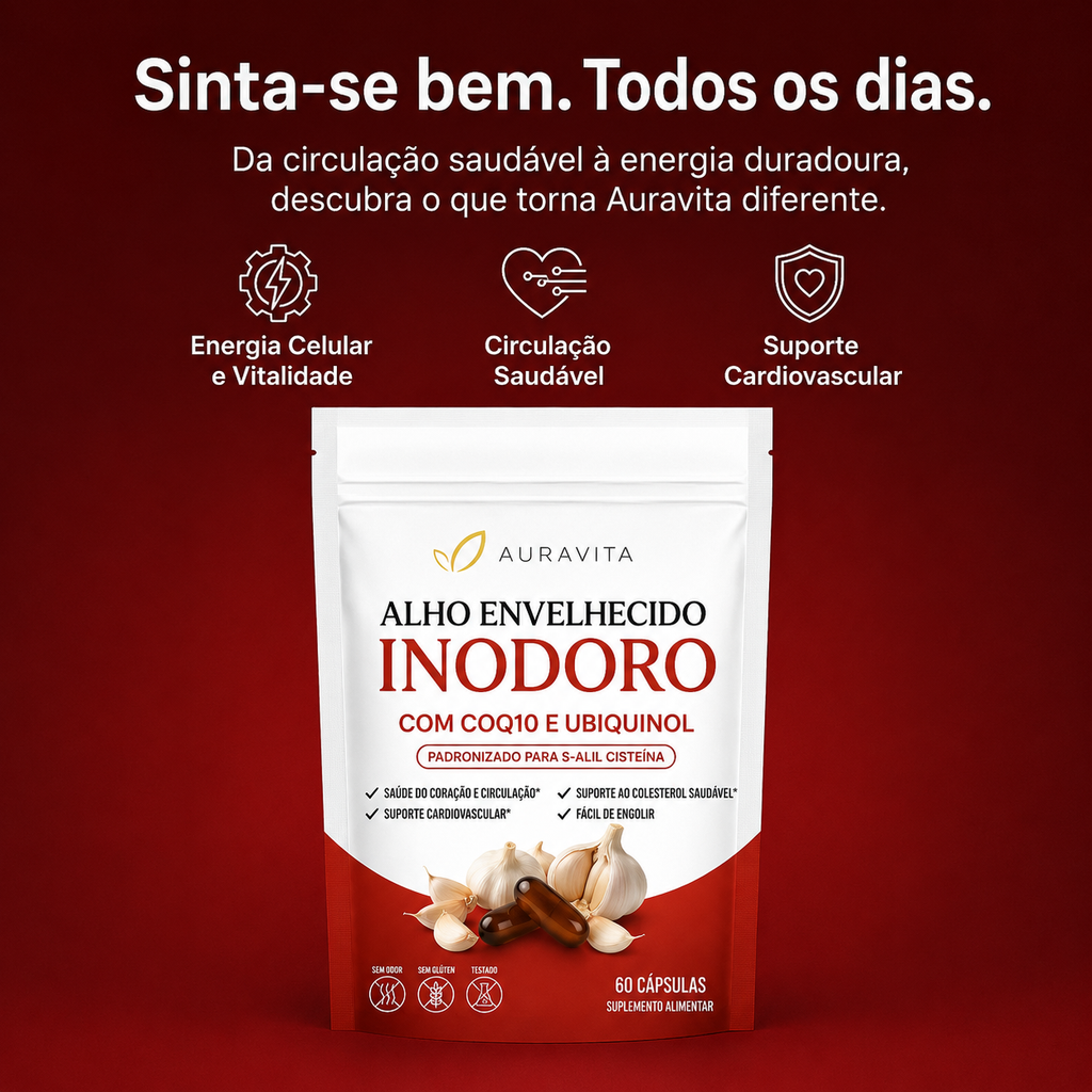 Cápsulas Gelatinosas de Alho Envelhecido Sem Odor – Auxilia na Vitalidade Cardiovascular